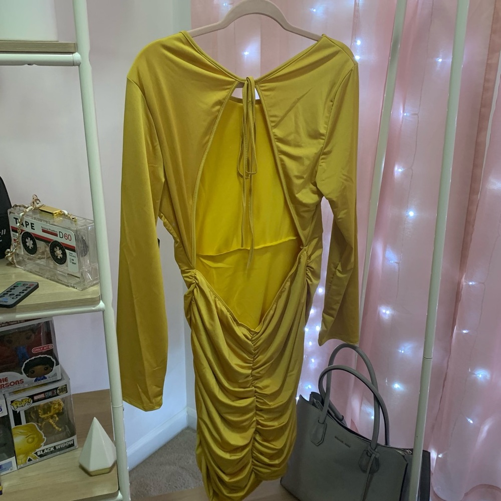 Plus Size Open-Back Ruched Dress - Picture 2 of 4